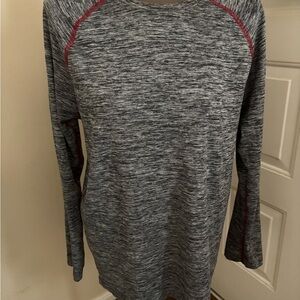 Russell Athletic Charcoal Long Sleeve Tee with Red Accents